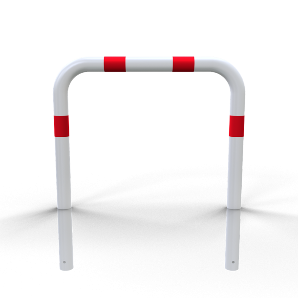 Guard hoop |  76 x 2,6 mm | without cross bar | for casting in concrete | total width: 1000 mm | total height: 1000 mm | hot-dip galvanized and white coatedwith red reflecting stripes